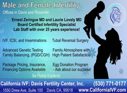 Phone book ad for infertility center near sacramento california